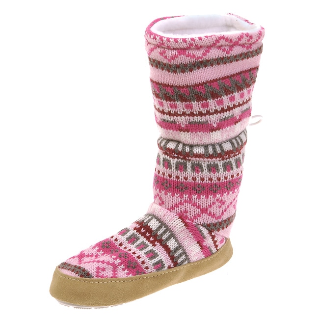 Muk Luks Slipper Sox Girls Fair Aisle Toggle Boots  