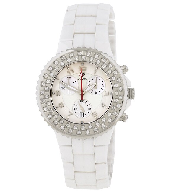 Aqua Master Womens White Ceramic Diamond Watch  
