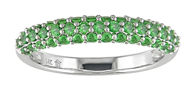 14k White Gold and Green Garnet Ring  