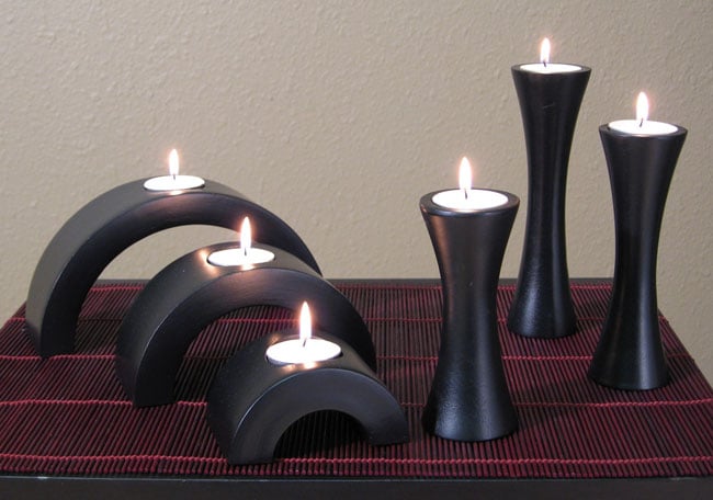 Zen Black Candle Holders (Set of 6)  
