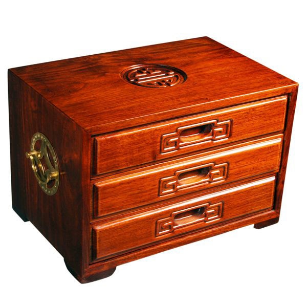 Handmade Symbol of Joy 3 drawer Wood Jewelry Box  