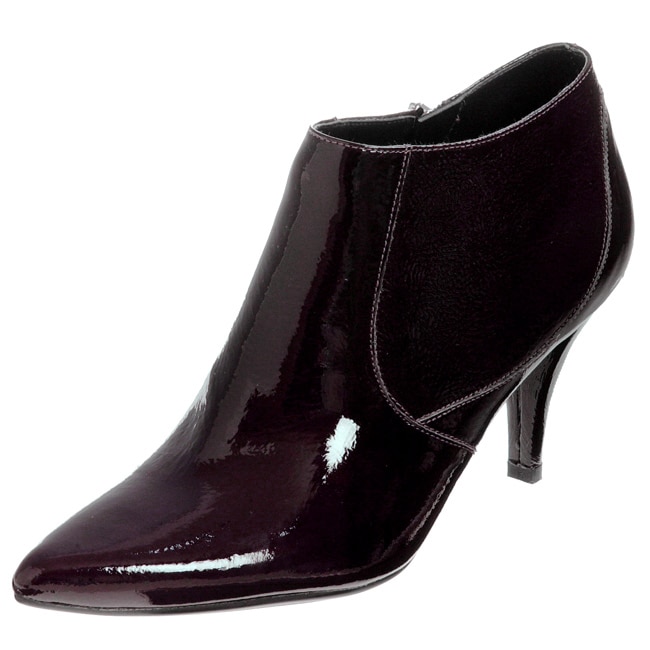 Nine West Packrat Womens Wine Patent Leather Bootie  