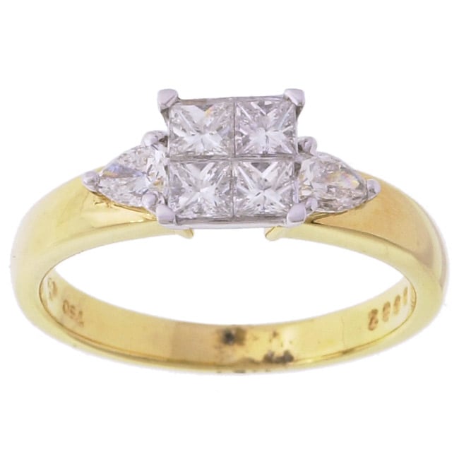 18k Gold 7/8ct TDW Square Diamond Ring  