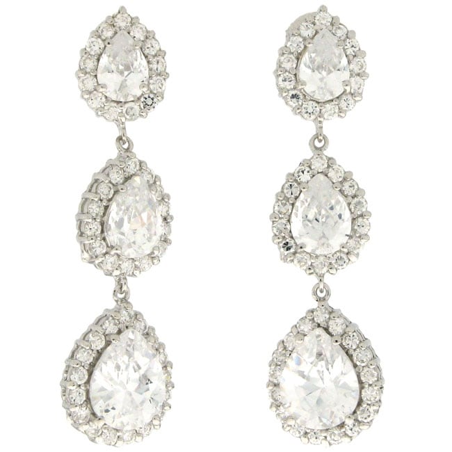 Charles Winston Dangling Style Clear CZ Earrings