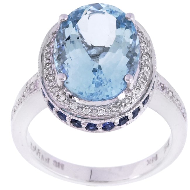 Encore by Le Vian 14k Gold Aqua Sapphire Diamond Ring - Free Shipping ...