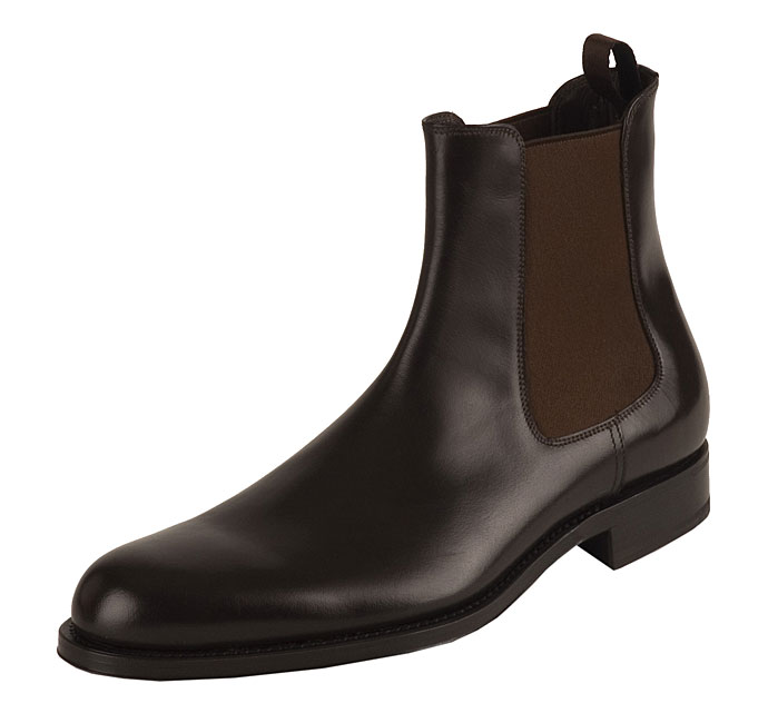 Prada Mens Brown Leather Chelsea Boots  