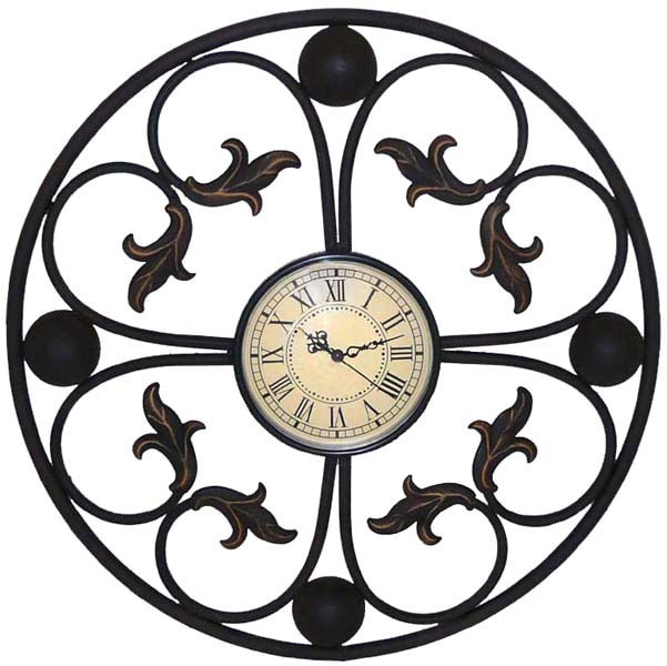 Handcrafted Metal Scroll Art Wall Clock  