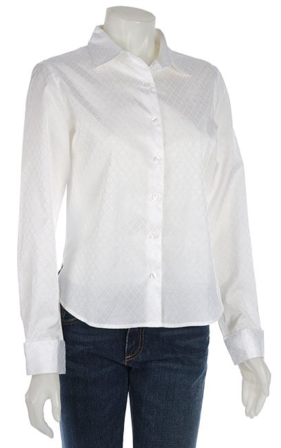 Coupe Womens Long Sleeve White Blouse  