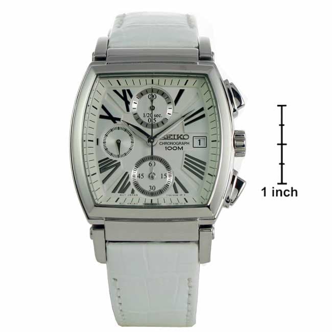 Seiko Womens Chronograph White Strap Watch