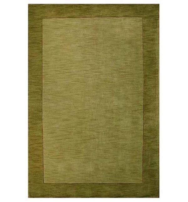Hand-tufted Green Border Wool Rug (8' 9 x 13')