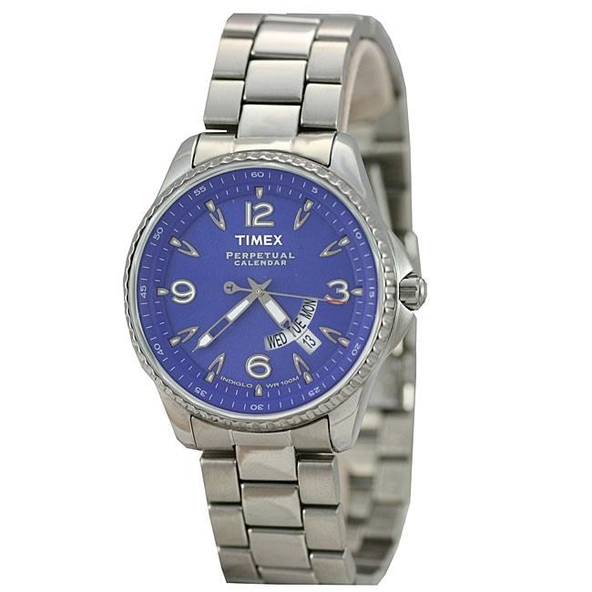 Timex Mens Blue Dial Perpetual Calendar Watch  