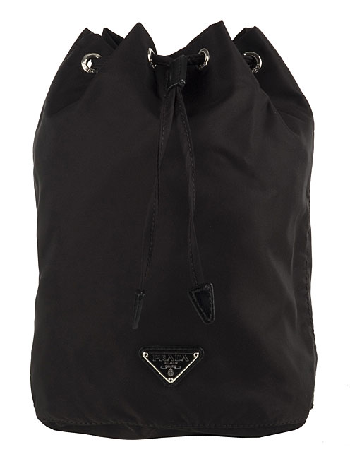 Prada Black Nylon Drawstring Cosmetic Pouch  