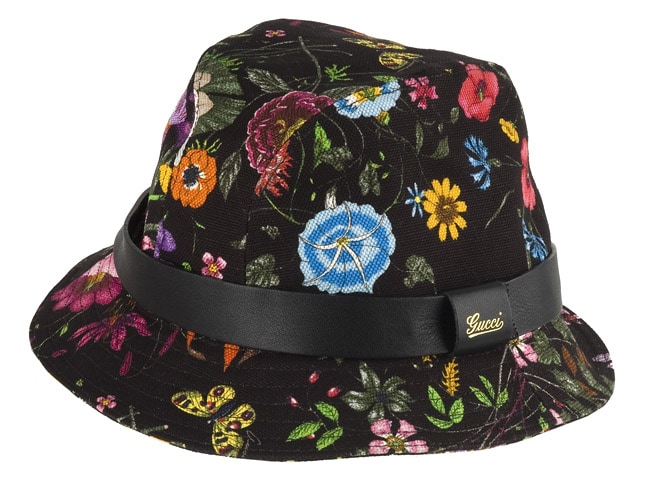 Gucci Black/ Multicolor Flower Canvas Bucket Hat  