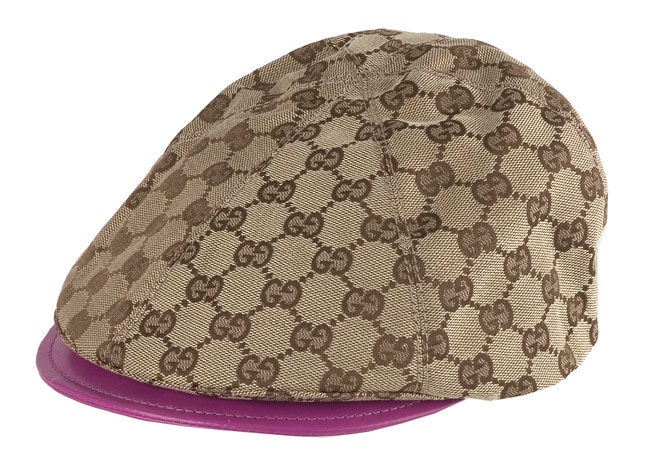 Gucci Mens Beige Jacquard Logo Newsboy Hat  