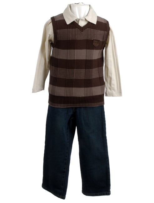 Kenneth Cole Boys Tan and Brown Sweater Vest Set  