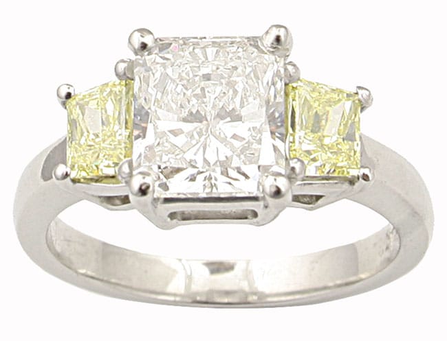 Platinum 2 1/6ct TDW Radiant cut Diamond Ring  