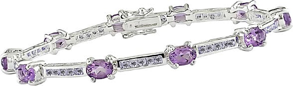 Amethyst and Tanzanite Silver Bracelet  