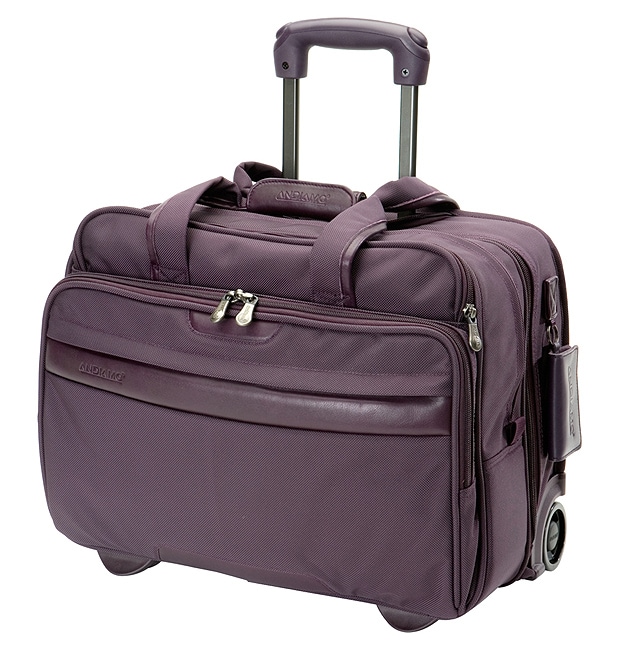 Andiamo Bravo 18 inch Wheeled Six Pocket Tote (Plum)