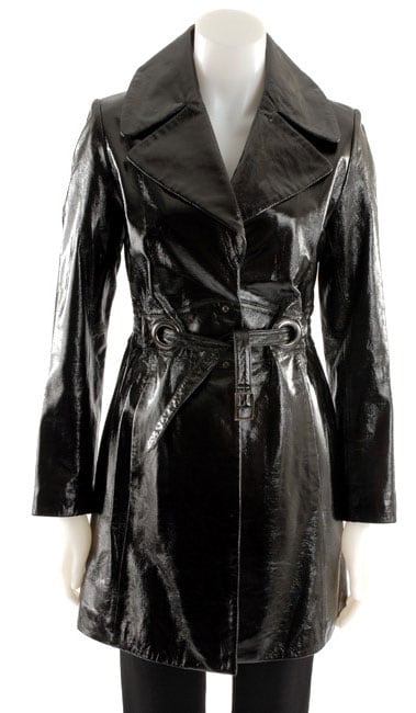 Via Spiga Womens Belted Patent Leather Coat  