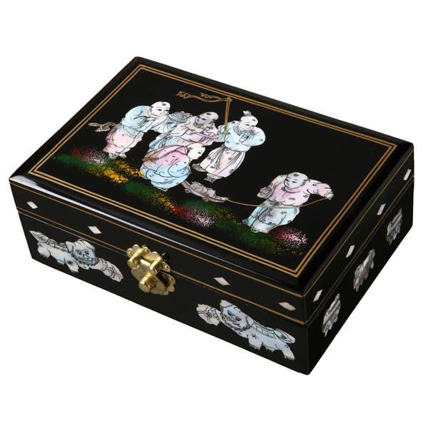   of Pearl Inlay Imperial Feast Lacquer Jewelry Box  