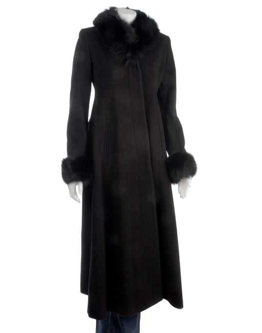 Marvin Richards Cashmere Blend Coat with Fur Trim - Free Shipping Today ...