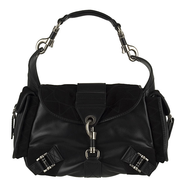 Dior Black Leather Handbag with Outer Pockets  