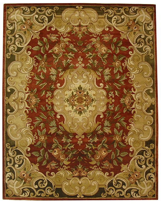 Handmade Classic Juliette Rust/ Green Wool Rug (83 X 11)