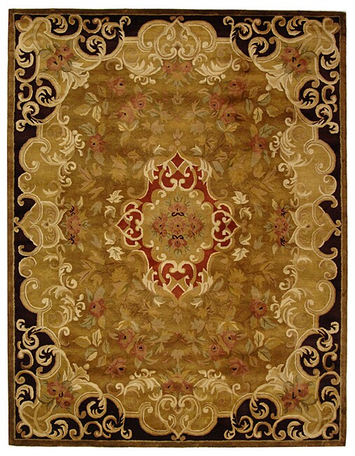 Handmade Classic Juliette Gold Wool Rug (76 X 96)