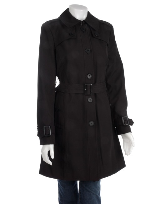 Shop London Fog Single-breasted Black Trench Coat - Free Shipping Today ...