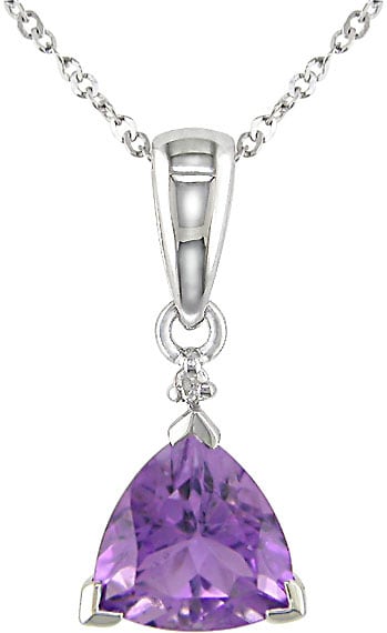 10k White Gold Trillion cut Amethyst Necklace  