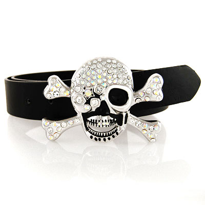 Unisex Skull Belt Buckle with Faux Stones  