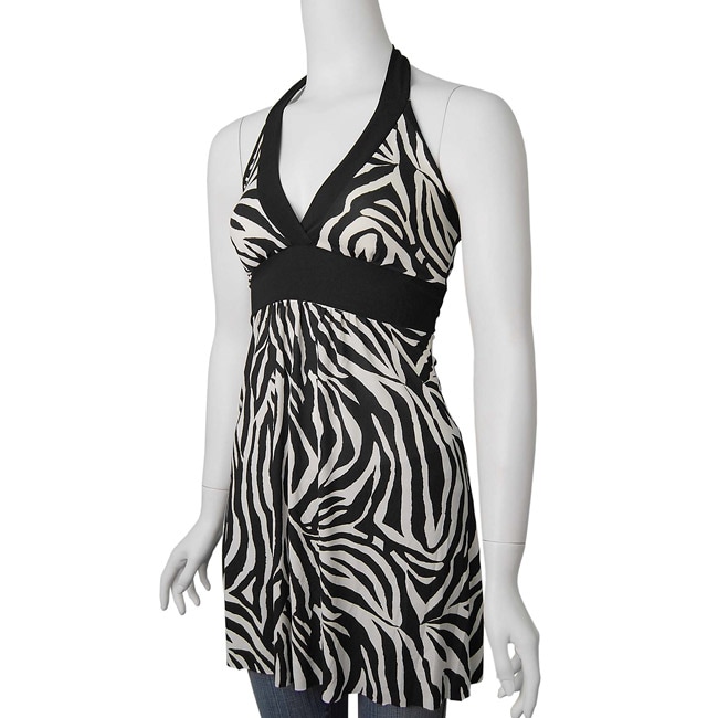 Adi Designs Zebra Print Empire Halter Dress  