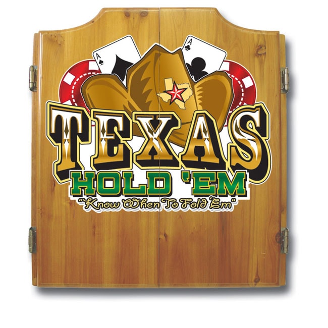 Texas Hold em Dart Cabinet Set w/ Darts and Board  