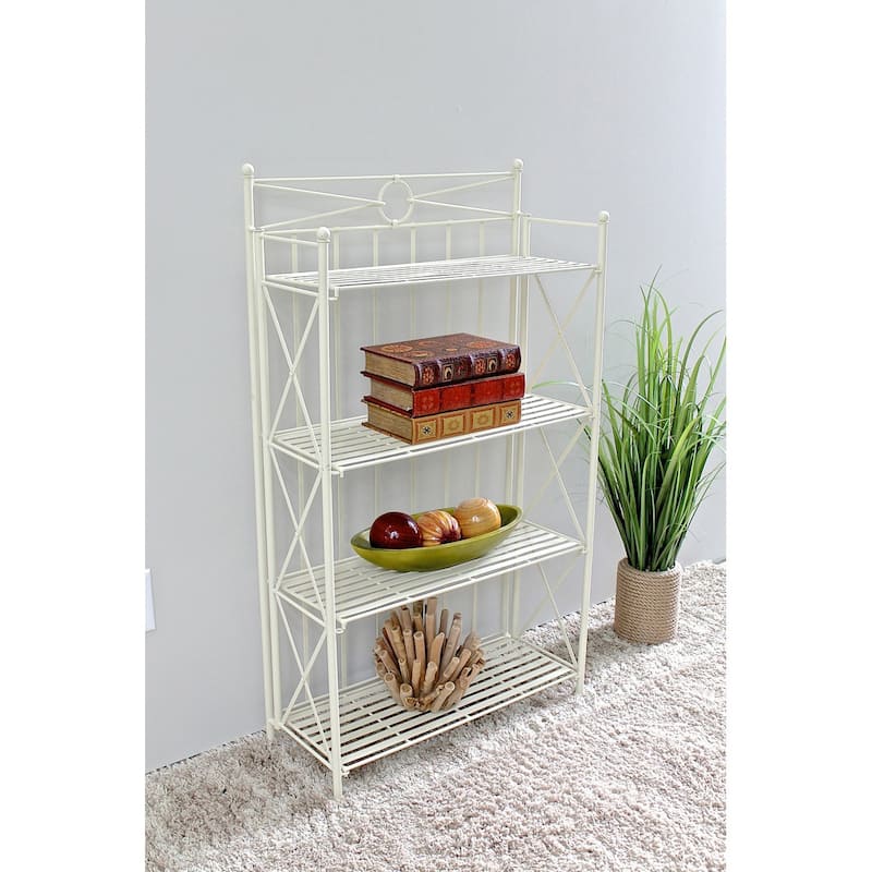 International Caravan St. Lucia Iron 4-tier Folding Bakers Rack