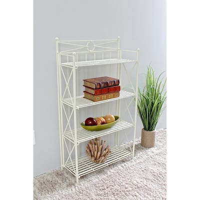 International Caravan St. Lucia Iron 4-tier Folding Bakers Rack