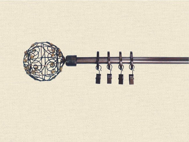 Bead Scroll 48 to 86 inch Adjustable Curtain Rod Set  