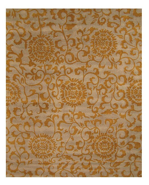 Handtufted Casablanca Gold Wool Rug (7'9 x 9'9) Free Shipping Today