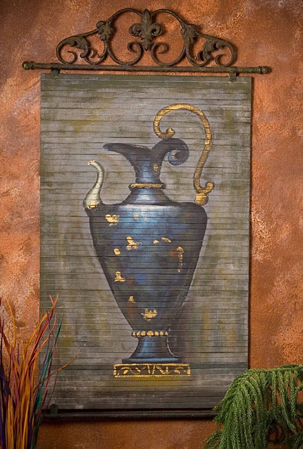 Hand painted Blue Genie Bottle Bamboo Wall Art  