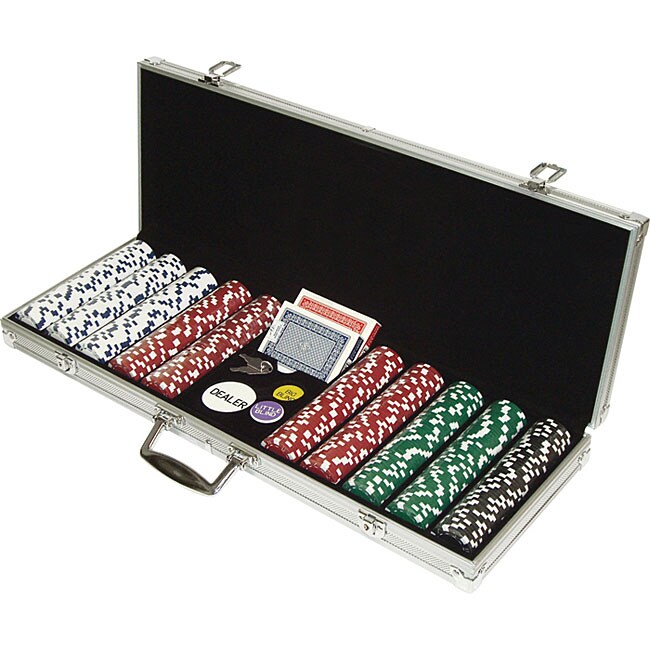 500 Dice Striped Poker Chips with Case and Buttons  