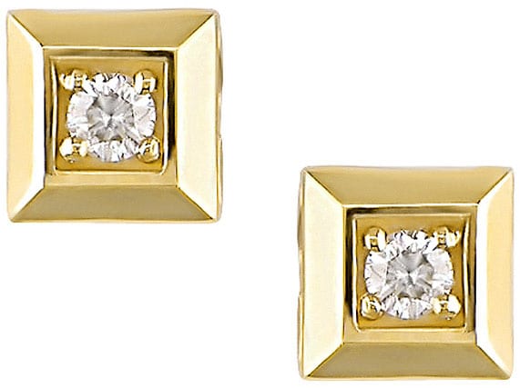 14k Yellow Gold 1/4ct TDW Diamond Square Earrings (G H I, I1 