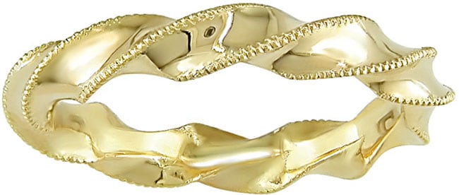 18k Yellow Gold Twisted Miligrain Ring  