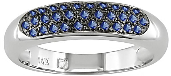 14k White Gold Blue Sapphire Anniversary Ring