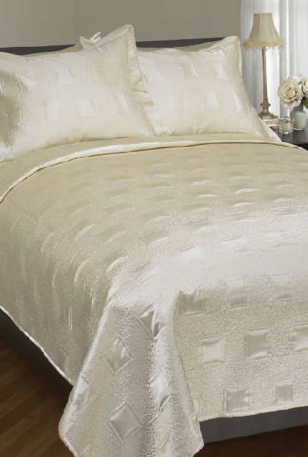 Ivory Satin Coverlet and Shams Set  