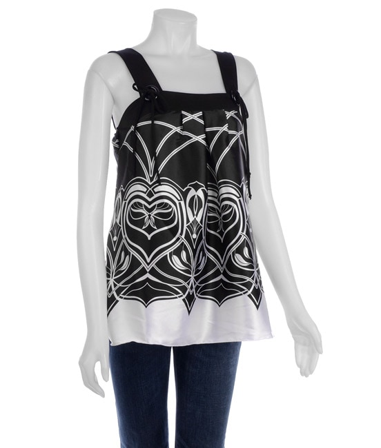 Hot Kiss Charmeuse Printed Babydoll Tank  