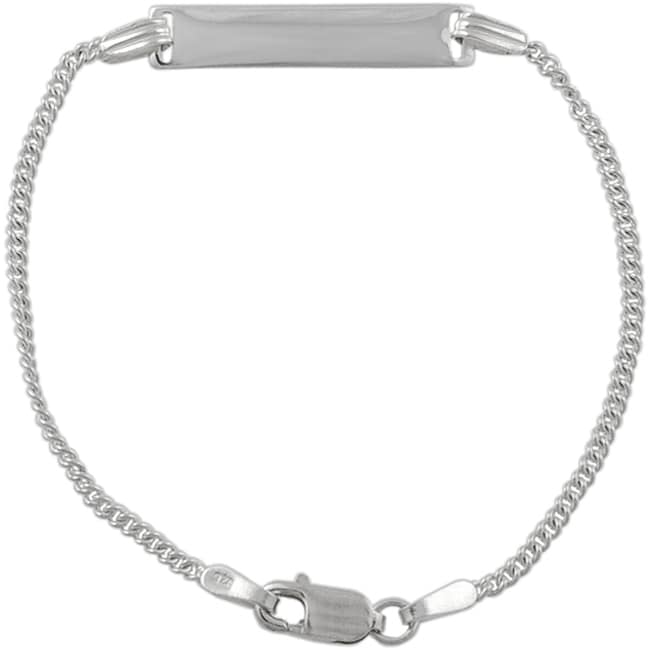 Sterling Silver Flat Rectangular Baby ID Bracelet  