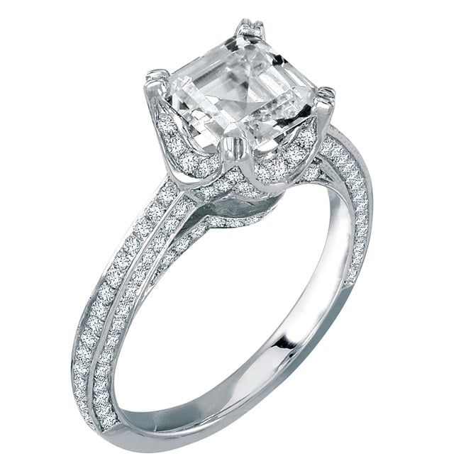 Sterling Silver Asscher cut Cubic Zirconia Ring  