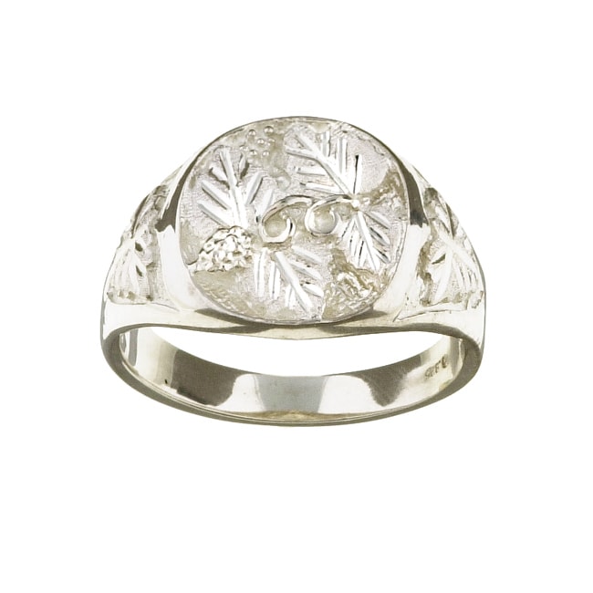 Black Hills Silver Mens Leaf Design Ring  