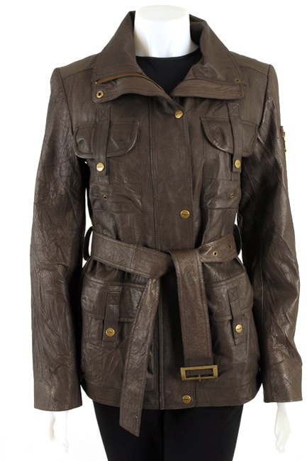 DKNY Washed Leather Safari Jacket  