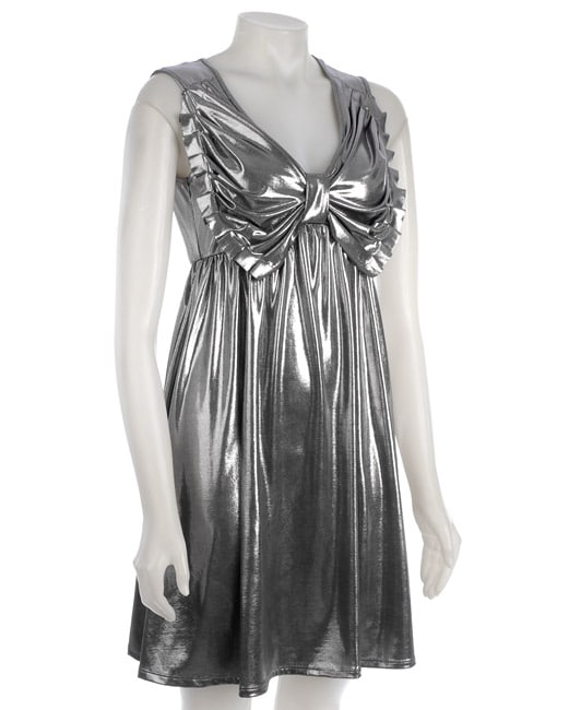 Soda Blu Womens Sweetheart Silver Metallic Dress  