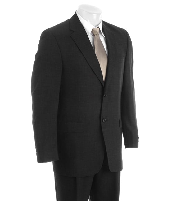 Claiborne Mens Charcoal Wool 2 button Suit  